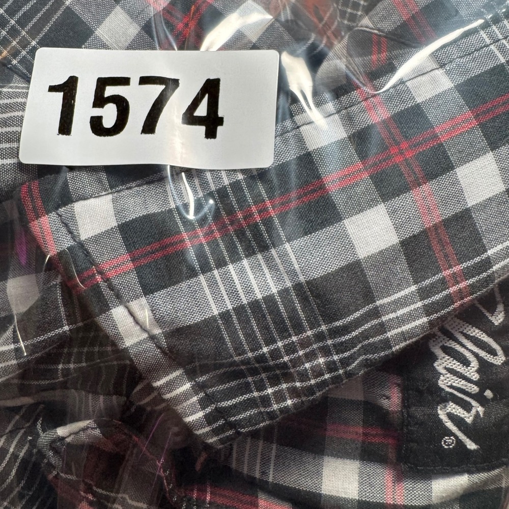 Blair Shirt Western Pearl Snap Plaid Large Paperthin Long Sleeve Flap Pockets - Picture 7 of 7